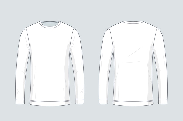 Hand drawn long sleeve t-shirt outline illustration