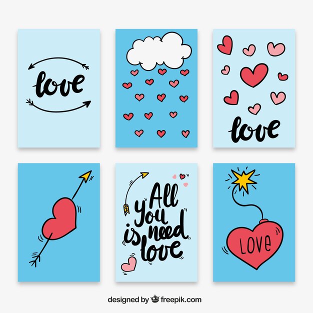 Hand drawn love card collection