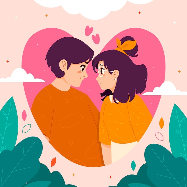 Hand drawn love cartoon illustration