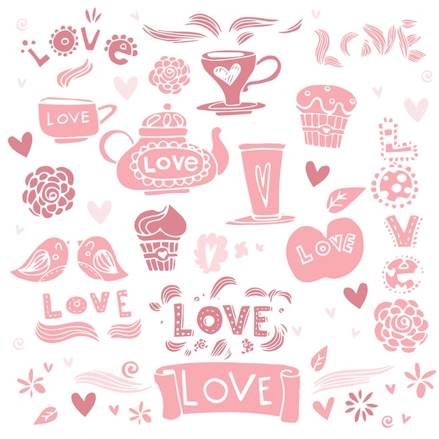 Free Vector hand drawn love designs collection