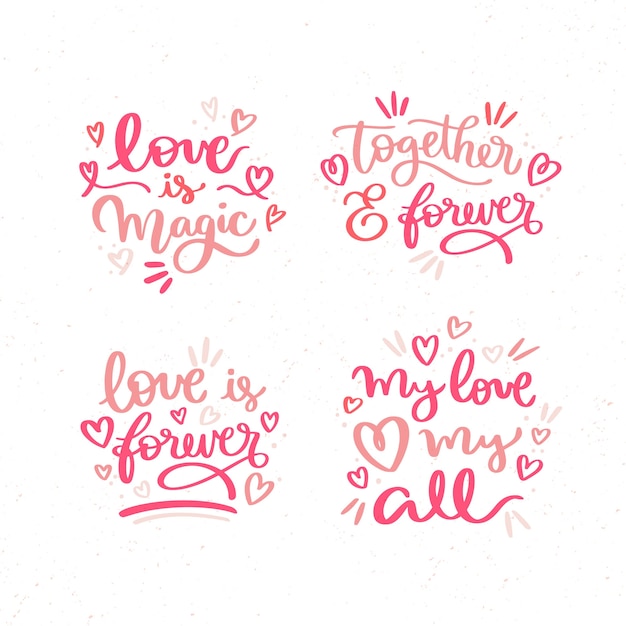 Hand drawn love lettering collection