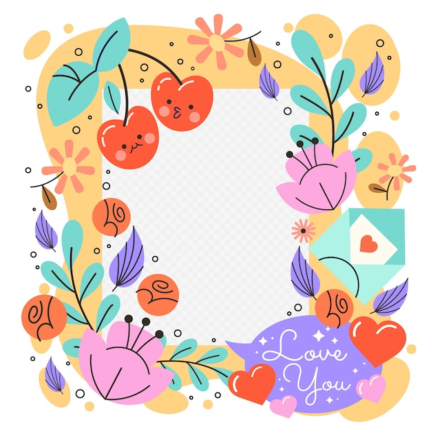 Free Vector hand drawn love photo frame template