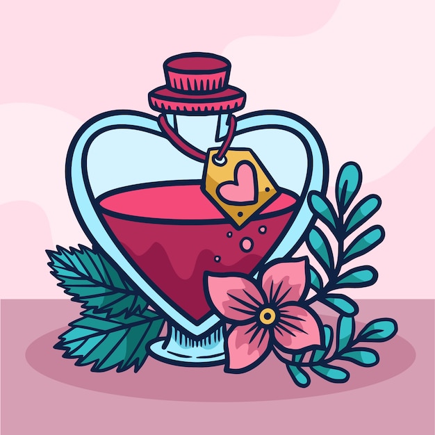 Free Vector hand drawn love potion bottle illustration