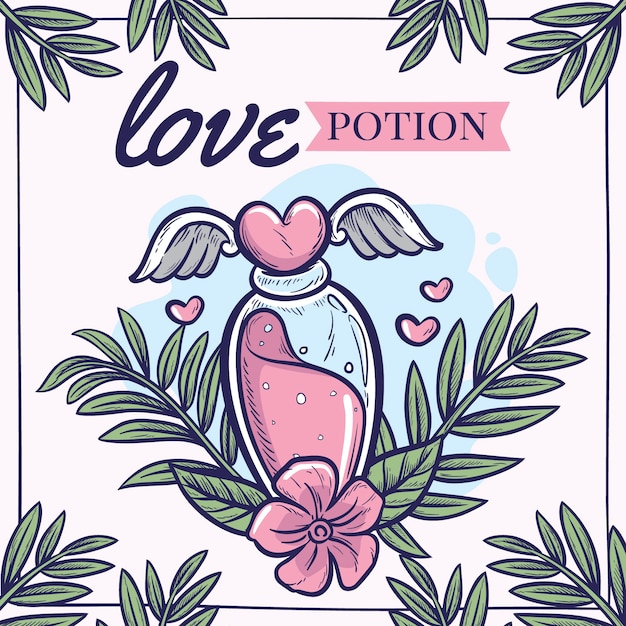 Free Vector hand drawn love potion illustrated