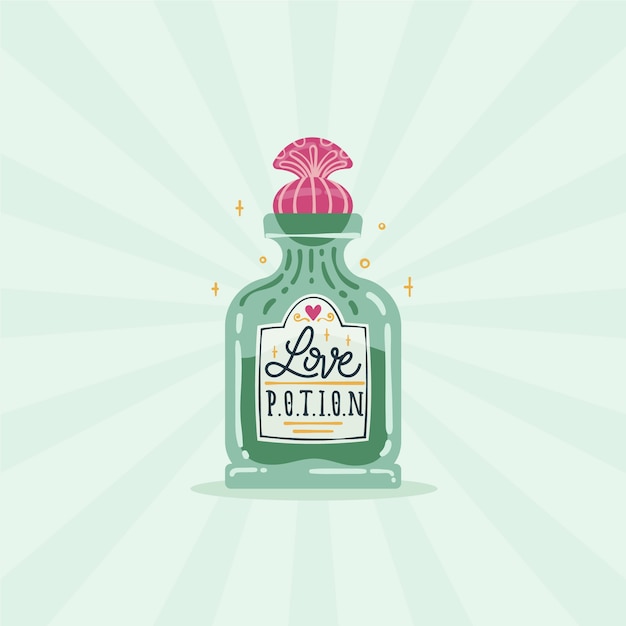 Hand drawn love potion illustration