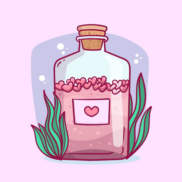 Hand drawn love potion illustration