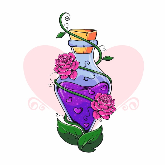 Hand drawn love potion illustration