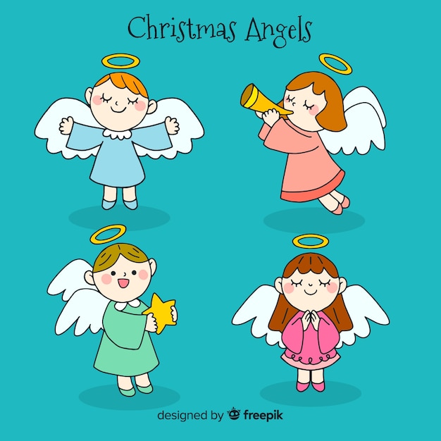 Hand drawn lovely christmas angel collection