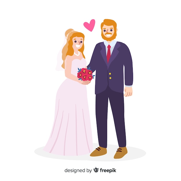 Free Vector hand drawn loving wedding couple 