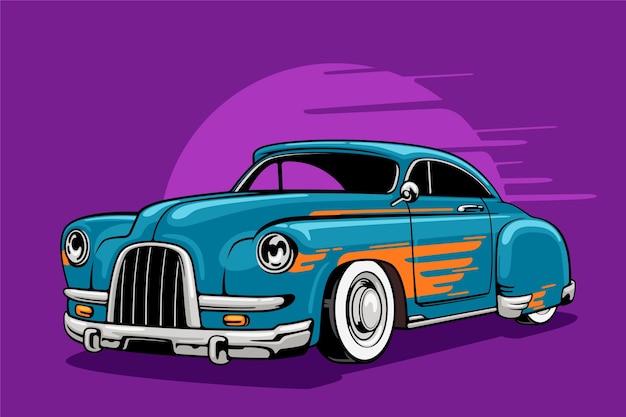 Hand drawn lowrider illustration