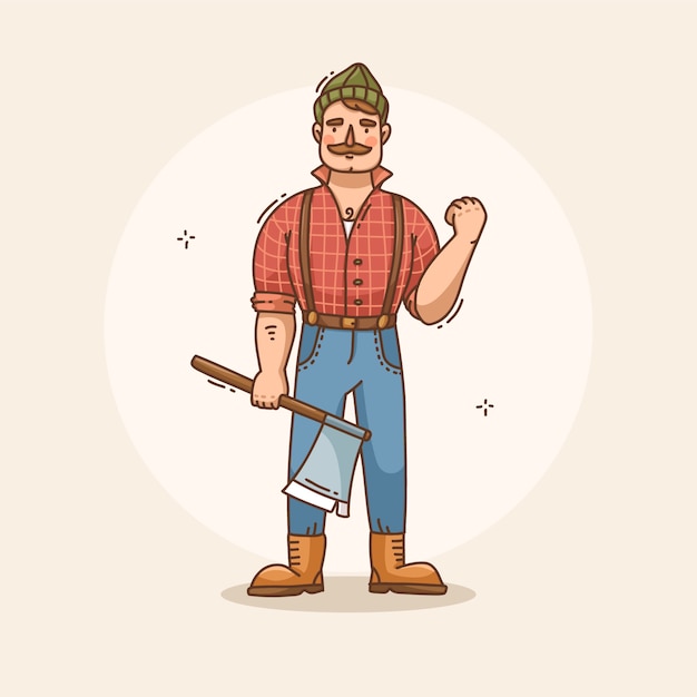 Free Vector hand drawn lumberjack cartoon illustration