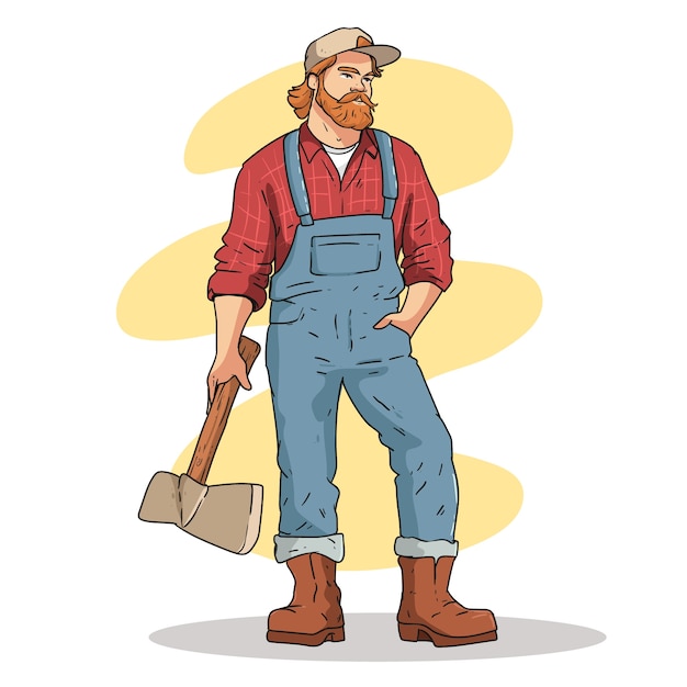 Free Vector hand drawn lumberjack cartoon illustration