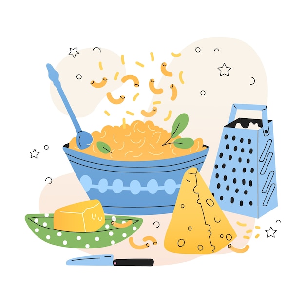 Free Vector hand drawn mac and cheese illustration