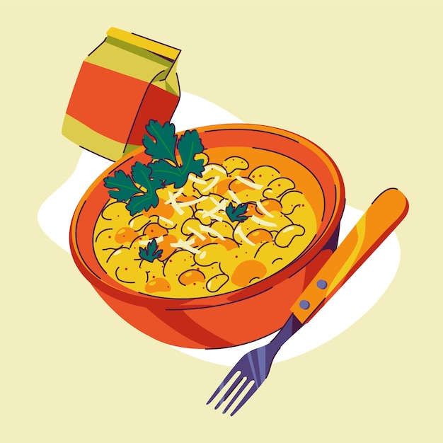 Free Vector hand drawn mac and cheese illustration