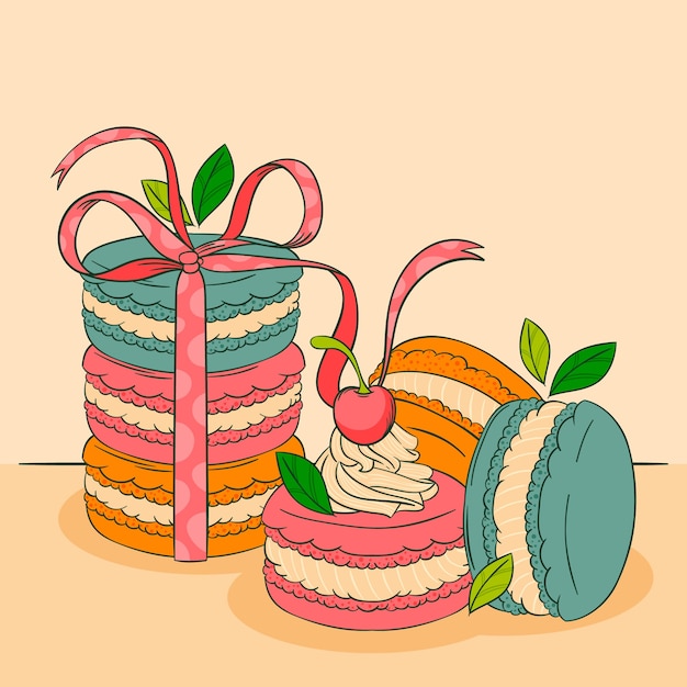 Free Vector hand drawn macaroon drawing element