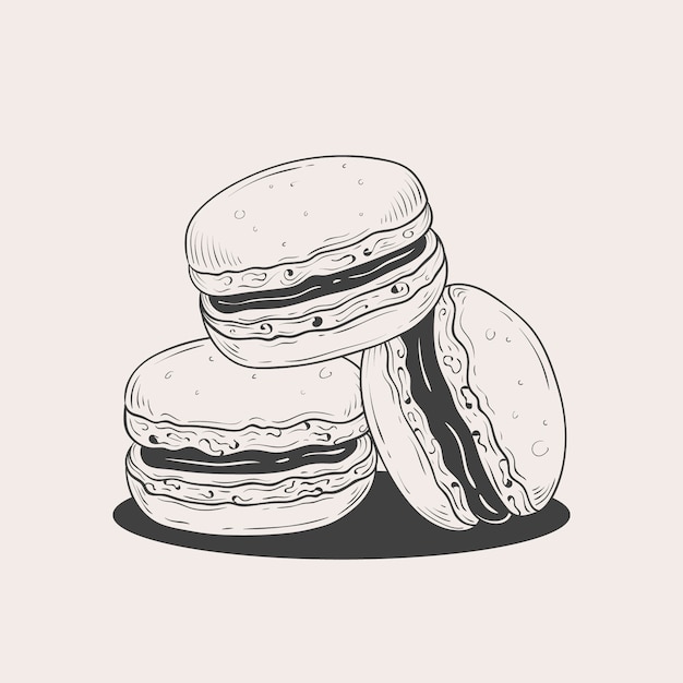 Hand drawn macaroon drawing element