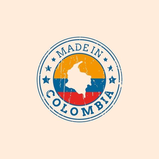 Free Vector hand drawn made in colombia stamp