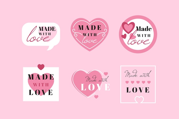 Hand drawn made with love labels set