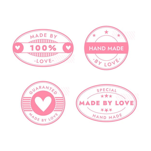 Free vector hand drawn made with love labels set