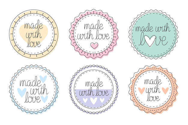 Free vector hand drawn made with love stamps