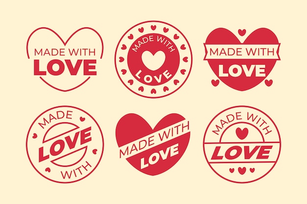 Free Vector hand drawn made with love stamps