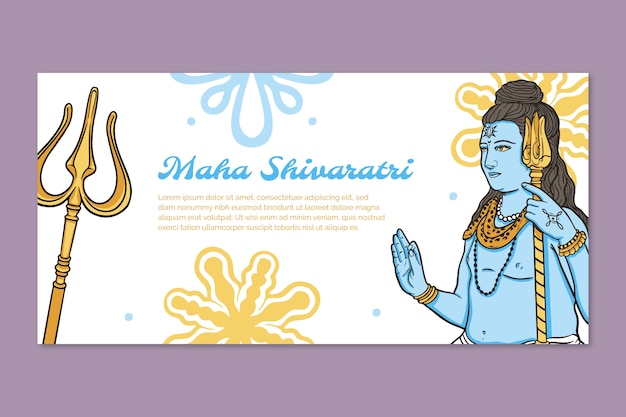 Hand drawn maha shivaratri horizontal banner