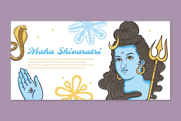 Hand drawn maha shivaratri horizontal banner