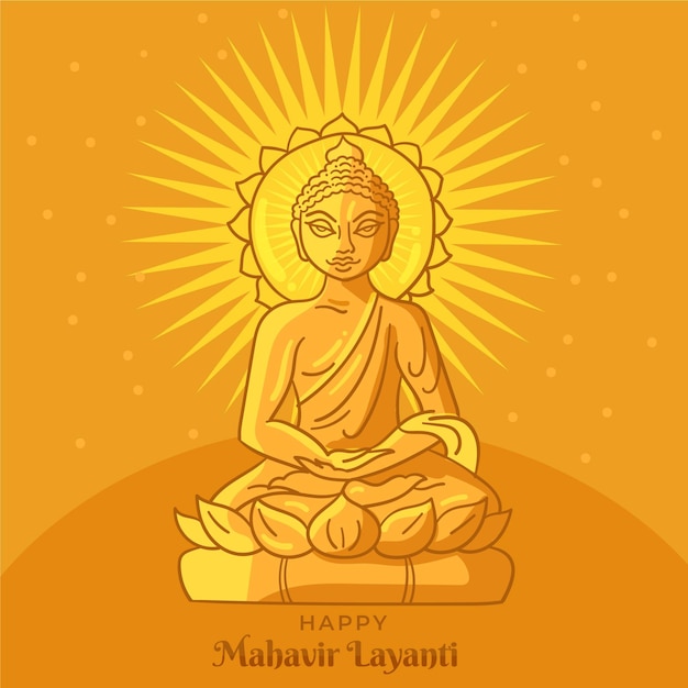 Hand drawn mahavir jayanti illustration