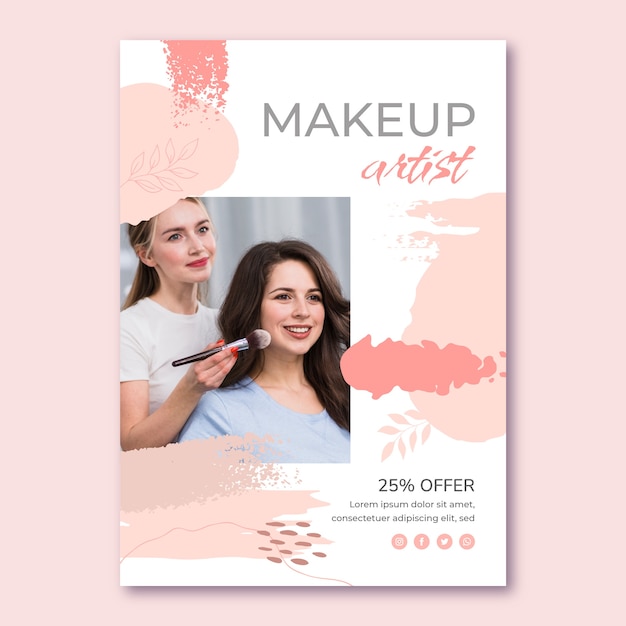 Free Vector hand drawn makeup artist poster template