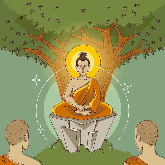 Free Vector hand-drawn makha bucha day illustration