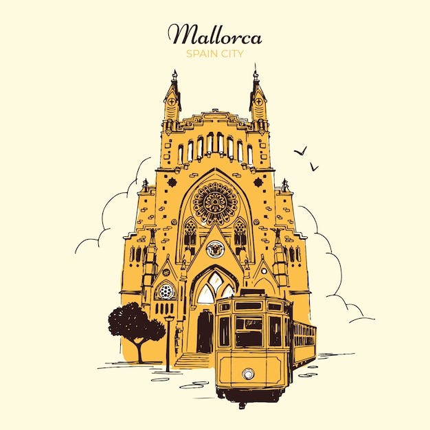 Hand drawn mallorca illustration