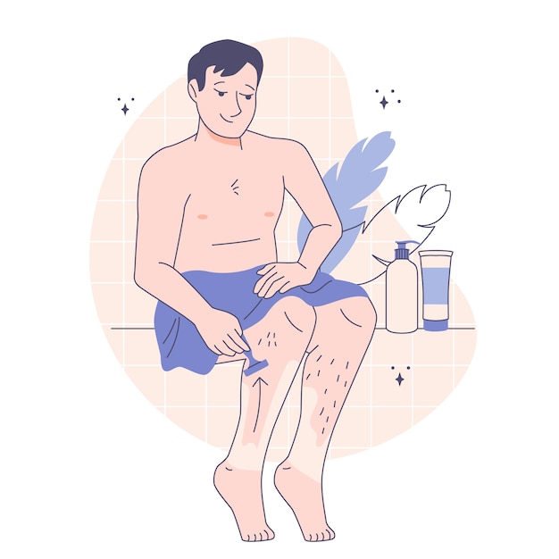 Hand drawn man shaving illustration