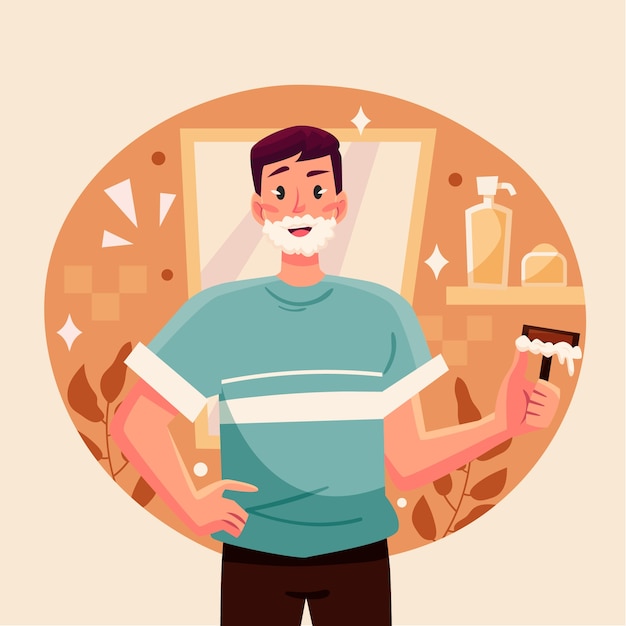 Free Vector hand drawn man shaving illustration