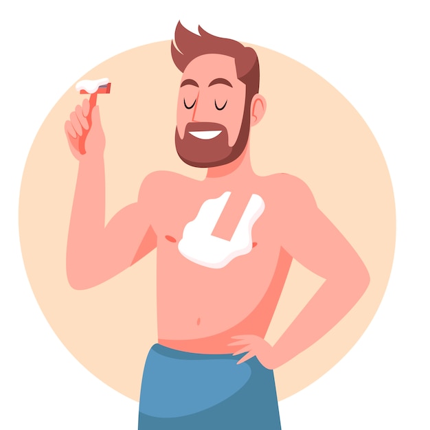 Hand drawn man shaving illustration