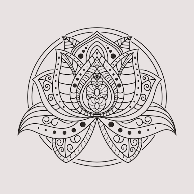 Free vector hand drawn mandala lotus flower drawing