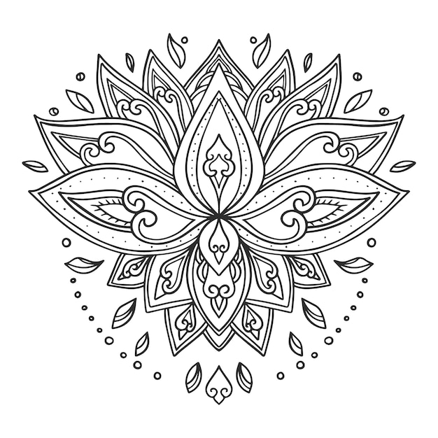 Free vector hand drawn mandala lotus flower drawing