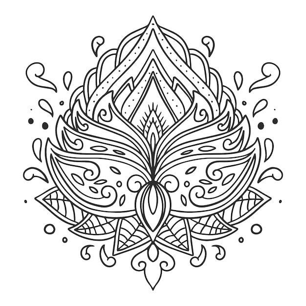 Free Vector hand drawn mandala lotus flower drawing