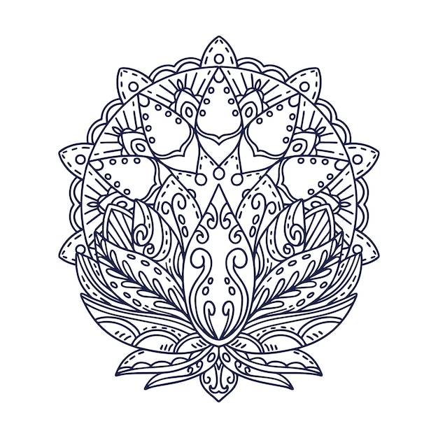 Free vector hand drawn mandala lotus flower drawing