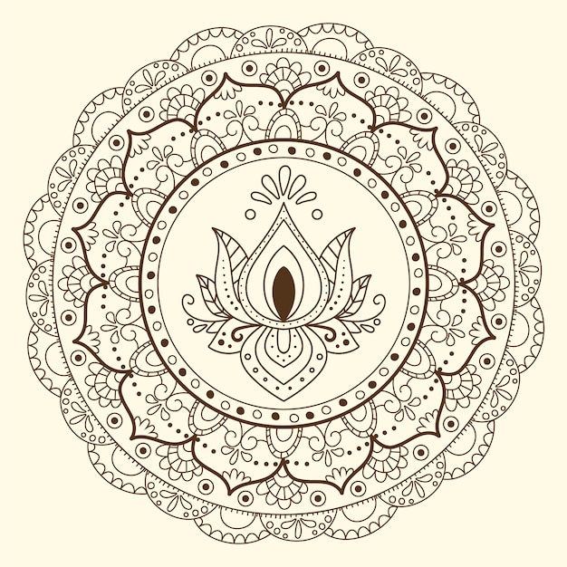 Free Vector hand drawn mandala lotus flower drawing