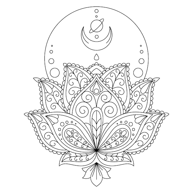 Free Vector hand drawn mandala lotus flower drawing