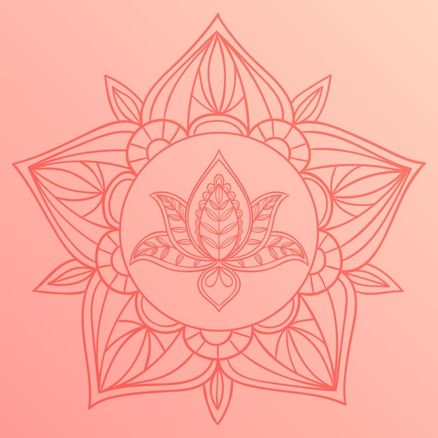 Hand drawn mandala lotus flower drawing