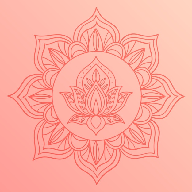 Free Vector hand drawn mandala lotus flower drawing