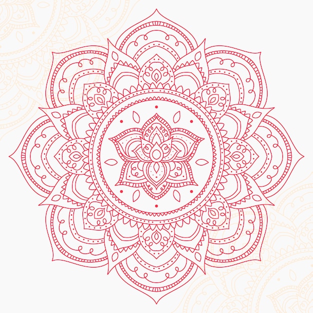 Hand drawn mandala lotus flower drawing