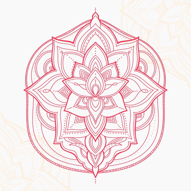 Hand drawn mandala lotus flower drawing