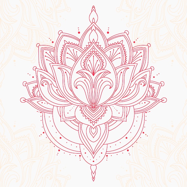 Hand drawn mandala lotus flower drawing