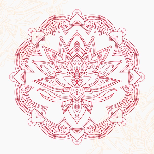 Hand drawn mandala lotus flower drawing