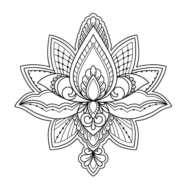 Hand drawn mandala lotus flower drawing