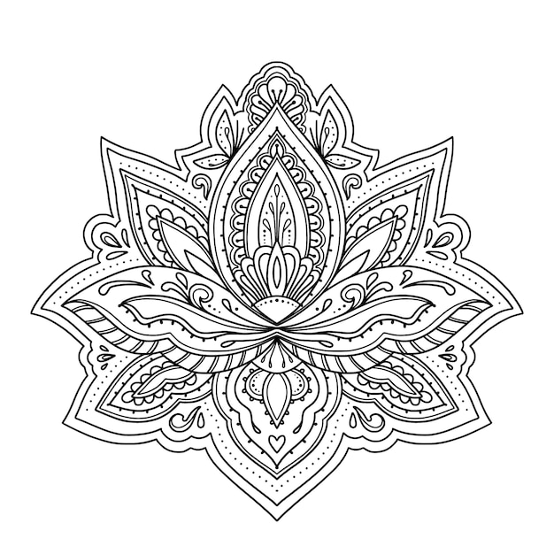 Free Vector hand drawn mandala lotus flower drawing