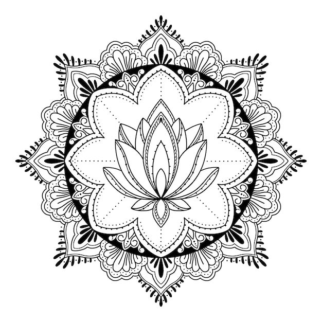 Free vector hand drawn mandala lotus flower drawing