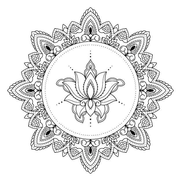 Free Vector hand drawn mandala lotus flower drawing